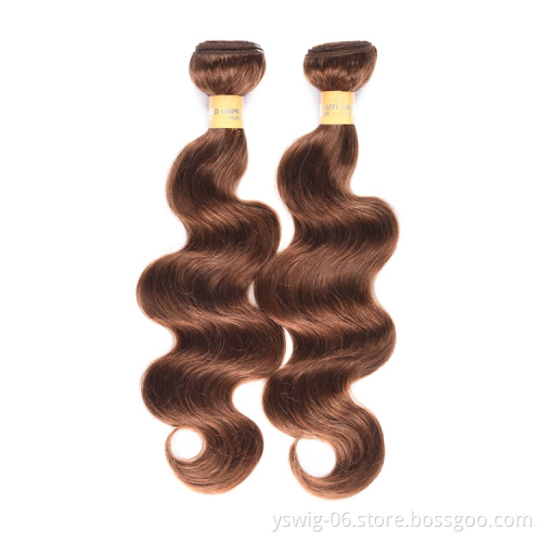 Wholesale Price Mink Peruvian Human Hair Double Weft Extension Bundles Body Wave 4# Colored Human Hair Supplier